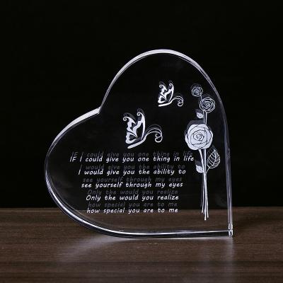 China Europe Sales Amazon K9 Crystal Heart Paperweight Laser Engraved For Mothers Day Gifts for sale