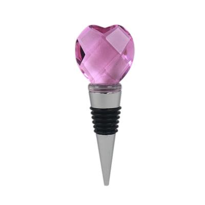 China Hot Sale Europe Rose Heart Shape Crystal Wine Bottle Stopper Glass Wedding Keepsake Decanter Stoppers for sale