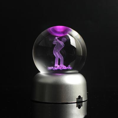 China Cheap India 60mm Crystal Laser Engraved Photo Ball With LED Base Glass Golf Balls Trophy Souvenirs for sale