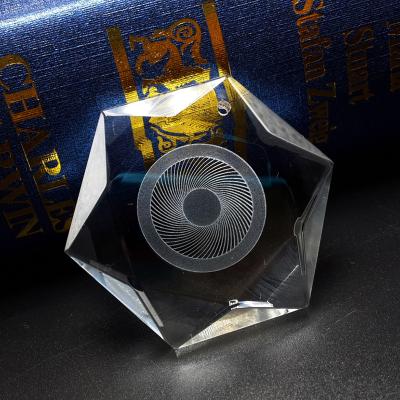 China Europe High Quantity Hexagon Shape Crystal Ornaments Glass Ornament Christmas Tree Decoration for sale