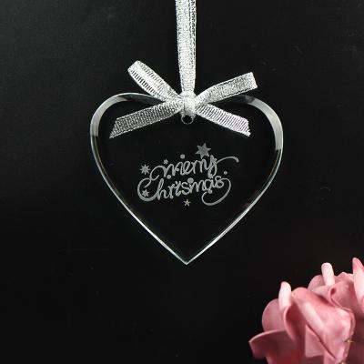 China Hand Made Decoration Glass Heart Ornament Europe Christmas Ornament With Company Logo Custom for sale