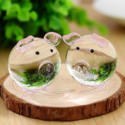 China Europe Hot Sale Desktop Ornament Crystal Glass Animal Pig Wedding Clear Gift Keepsake for sale