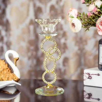 China Candle Holders Stand Gold Silver Crystal Candle Holder Stick Nordic Home Decoration Accessories with Diamond Insert for sale