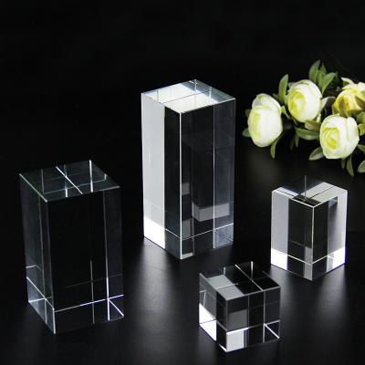 China High Quality Europe K9 Prism Cube Crystal Blank Solid Block Paper Optical Glass Weight for sale