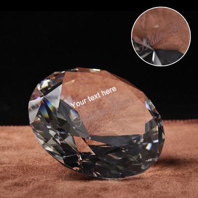 China Europe 120mm Clear Paperweight Wedding Centerpiece Gifts Crystal Diamond Stone Glass Diamond Gem Party Decoration for sale