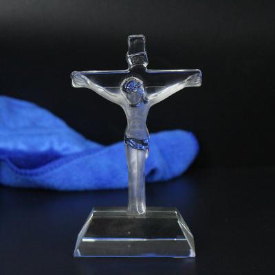 China China Transparent StandingJesus Christ Crystal Glass Crucifix for sale