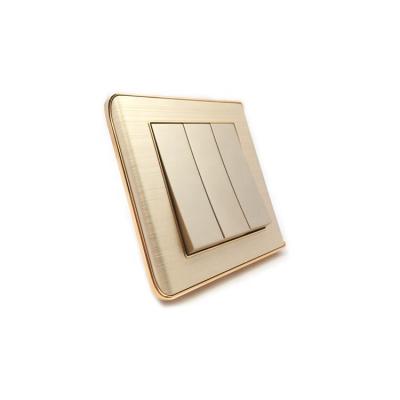 China Aluminum Panel 3 Strip 1 Way Button Luxury Brushed Luxury Wall Mounted Switch for sale