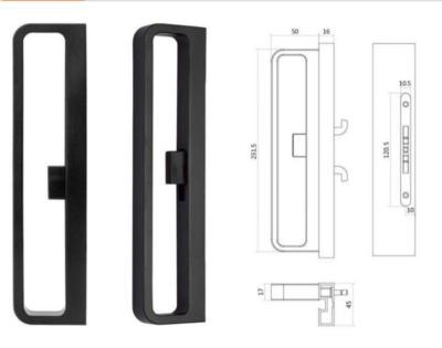 China Traditional Black 16MM Aluminum Profile Narrow Side Door Handle for Aluminum Door for sale