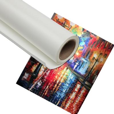 China Inkjet Printing Good Quality Large Art Painting Canvas Glossy Waterproof Polyester Canvas For Ecosolvent for sale