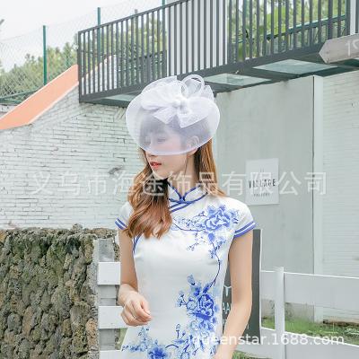 China Billycock luxury headdress stage performance veil hair accessories photo shoot face tarpaulin vintage bridal night Shanghai for sale