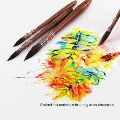 China 100% French Style Watercolor Paint Brush Artist Handmade Gouache Watercolor Hair Squirrel Acrylic Oil Painting Pointed Paint Brushes for Watercolor Art Supplies for sale