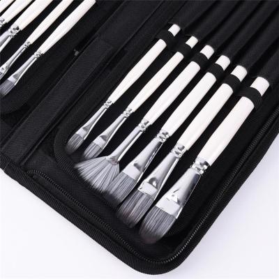 China Art Paint Set Canvas Bag Acrylic White Oil Color Watercolor Gouache Oil Paint 15pc Brushes Wooden Handle for sale