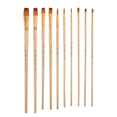 China Chinese 10pcs Oil Painting Nylon Acrylic Brush for Wall Watercolor Artist Painting Brush Set for sale