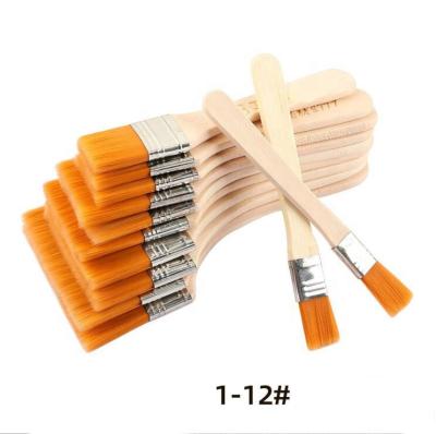 China Flat Bristle High Quality Nylon Hair Wall Brushes for Artist Oil Painting Watercolor Painting for sale