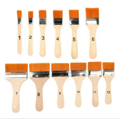 China Hot Selling Acrylic Watercolor Gouache Oil Painting Flat Bristle Hair Paint Brush Set, Different Size Birch Handle Brush for sale