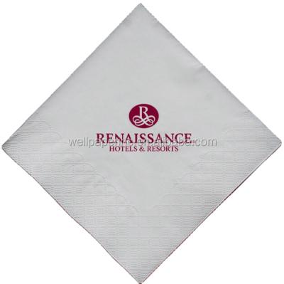 China White 33x33cm, 2 ply dinner paper napkin with logo print, 100% virgin woold pulp logo printed napkin for sale