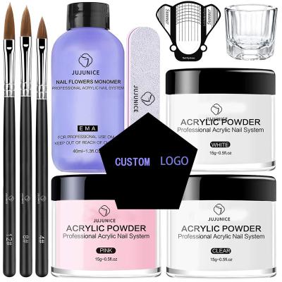 China Excellent Nail Art Effect Nail Acrylic Powder Set Crystal Glitter Kit Acrylic Liquid Monomer With Nail Brush Folder Nails Extension Mirror Powder Kit for sale