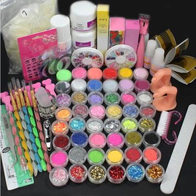 China Easy Apply Factory All Professional Nail Kit Set Beginners Acrylic Powder Glitter Nail Tool Set Nail Clipper Brush Manicure Set for sale