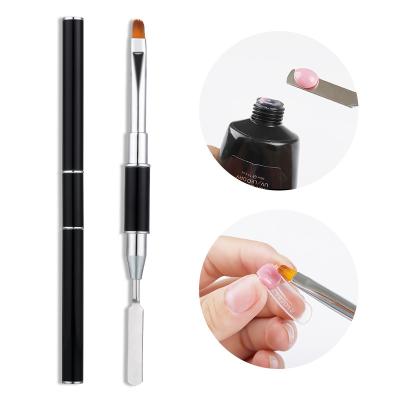 China Poly Gel Nail Brush Poly Gel Metal Brush Nail Art Handle Multi Functional Dual Use Professional Nylon Brushes Tools for sale