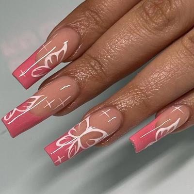 China Easy Apply Quick Delivery Nail Ombre Butterfly Fake Luxury Wholesale Press On Nail Sets for sale