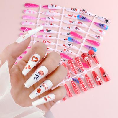 China Easy Apply 2022 Removable Press On Nail Hardliners Decals DIY San Valentines Day Fake Nail Art Tip for sale