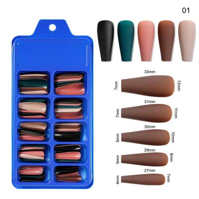 China Easy Apply Free Sample 100 Pcs Full Cover Handmade Coffin Wholesale Ballerina Press On Fake Nails Tips for sale