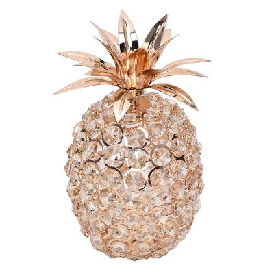 China Creative Home Crafts Desktop Electroplating Crystal Decoration Ornaments CIS Metal Simulation Pineapple Apple Pear Fruit for sale