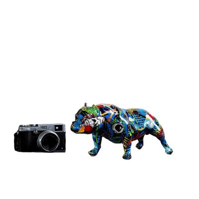 China Resin Painted Simulation Art Shar Pit Bull Animal Ornaments Resin Frosted Resin Crafts Living Room TV Cabinet Desk Decorations for sale