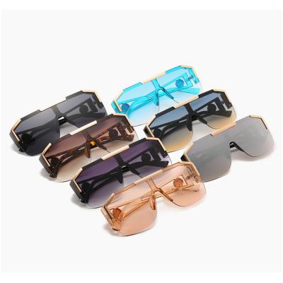 China New fashion lion head one-piece sunglasses tend hollow temple glasses large frame female personality sunglasses for sale