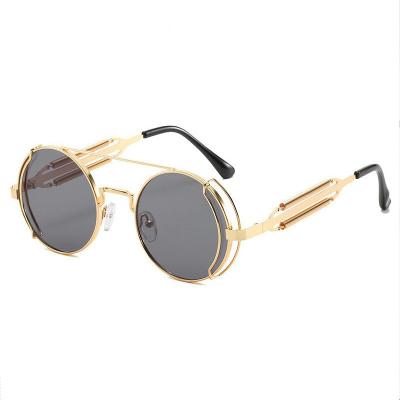 China Vintage Punk Round Sunglasses Retro UV400 Glass Women Men Metal Luxury Punk Sun Glasses for sale