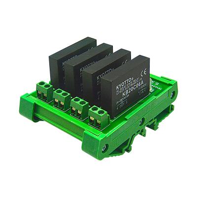 China 4 Channel Output Voltage 220vac AC Solid State Relay Module Input Voltage 3-32VDC Relay DIN Rail Sealed Installation KB20C06A for sale