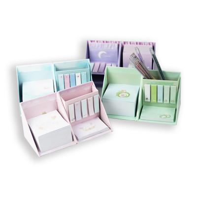 China Promotional Folding Square Sticky Notepads Cube Wrapping Paper Note Memo Pad Box with Pen Holder for sale