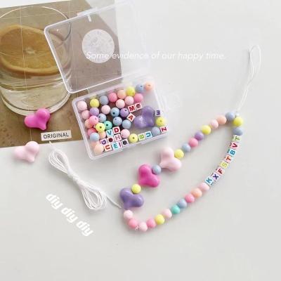 China New Cartoon Candy Color Love Letter Creative Acrylic Lanyard Mobile Phone Chain Material Acrylic Beaded Box for sale