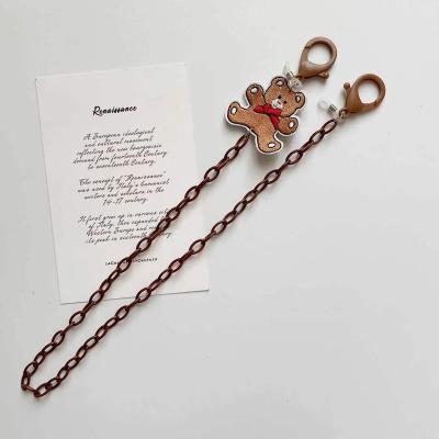 China New Cartoon Brown Bear Acrylic Lanyard Necklace Eyeglasses Chain Earphone Chain for sale