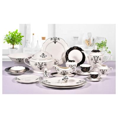 China Viable Hot Sale Dishes and Side Dishes Gold Dinnerware Sets Luxury Round Dinner Set for sale