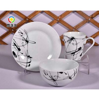 China Amazon Chaozhou Sustainable Creative Ceramic Printing Porcelain Dishes Plates Bowls Lunch Dish Set for sale