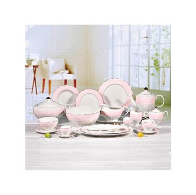 China Sustainable Restaurant Dishes And Dishes New Bones Embossed China Color Glazed Dinner Set With Gold Rim for sale