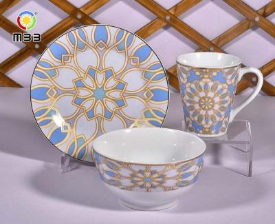 China 12pcs People Creative High Grade European Style Sustainable Beauty Set 3 Embossed Thick Ceramic Plates Sets for sale