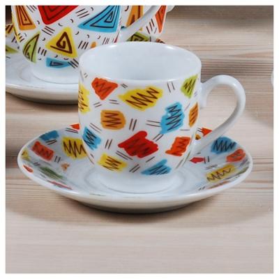 China High Quality Viable Set Porcelain Coffee Ceramic Coffee Cups And Saucers 2+2pcs 90ml for sale