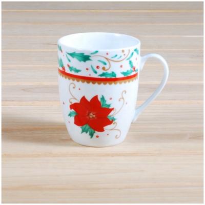 China Customized Viable Drum Shape Mug Household Porcelain Christmas Decal Coffee Mug Gift For Family For Office for sale