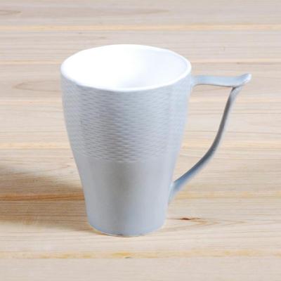 China Ceramic Embossing Pattern Gray Porcelain Hotel Sustainable Equipment Classic Mugs for sale