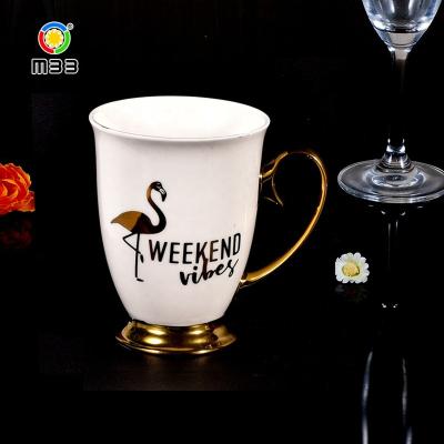 China European Style 330ml Mug Milk Mug Viable Whole Bone China Ceramic Coffee Mugs Electroplate for sale