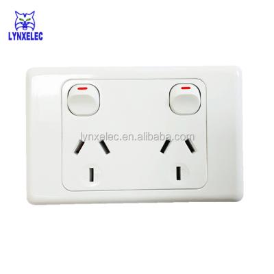 China Residential Australian 2000 Series 250V 10A Double Power Point Walls Switched Socket Power Outlet for sale