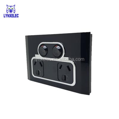 China Outlet Connection Lynxelec Electrical Manufacture SAA Certified Black Ice 10A Dual Electrical GPO Switched Socket for sale