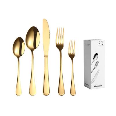 China Amazon Sustainable Hot Sale Stainless Steel Gold 30 Piece Gold Flatware Set Flatware Set for sale