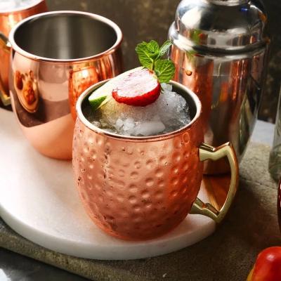 China 500ml Beer Mug Stainless Steel Mule Cup Moscow Mule Copper Hammer Drinking Mug Viable For Cocktail for sale