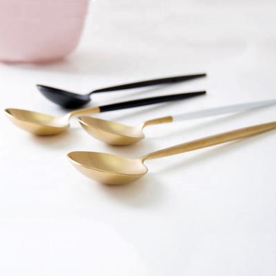 China Viable Gold Dinner Spoon 18/8 Stainless Steel Matte Gold Spoon Soup Spoon Set for sale