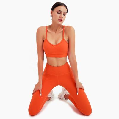 China Custom Breathable 2022 Two Piece Sportswear Workout Sets Organic Sports Bra Pants Women Yoga Clothing Ropa Deportiva Gym Fitness Yoga Set for sale