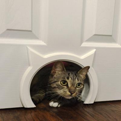 China SlowTon Viable Cat Door, Pet Door Hidden Litter For Cats 2 Way Interior Kitty Hole Pass White for sale