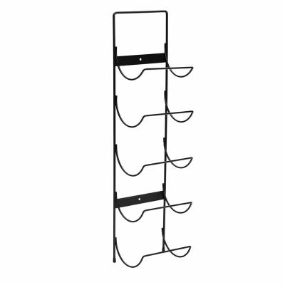 China Wall Mounted Kitchen Shelf 5 Bottle Wine Storage Rack Viable Black Metal Vine for sale